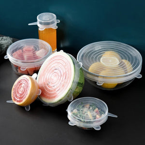 6PCS Adaptable Lid Silicone Covers Food Caps