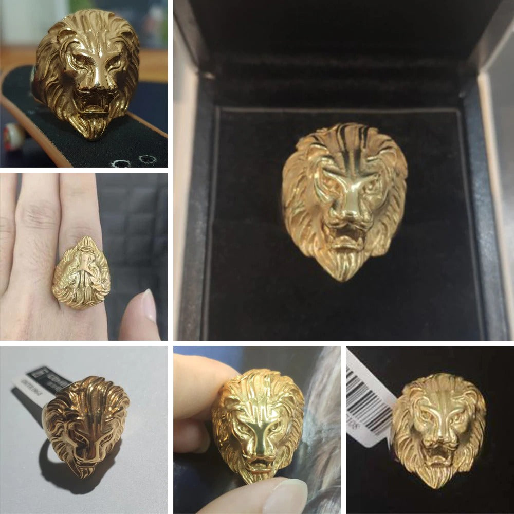 Yellow Lion Head Stainless Steel Rings