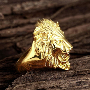 Yellow Lion Head Stainless Steel Rings