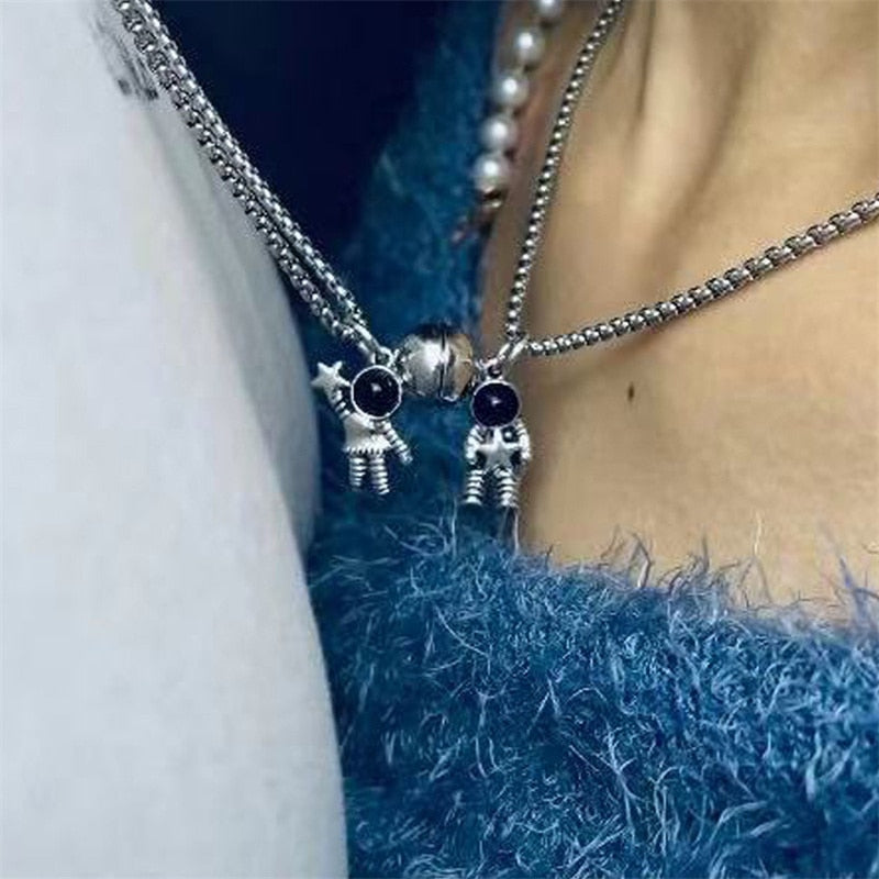 Spaceman Astronaut Necklace Pendant Magnetic Couple
