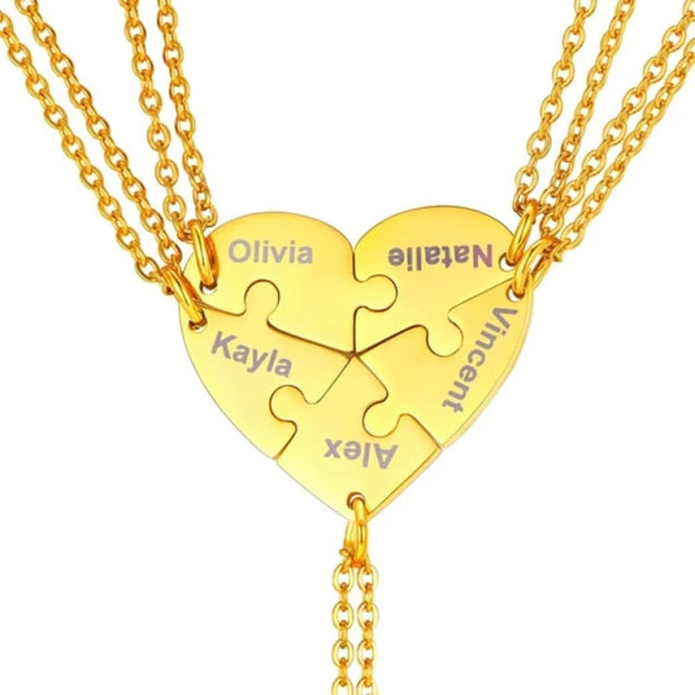 Personalized Heart Shape  Puzzle Necklace